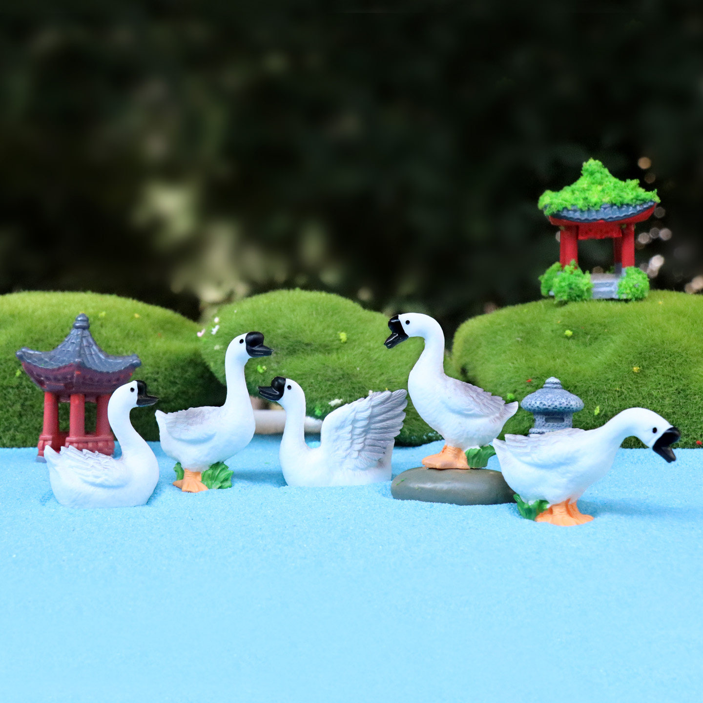 可爱狮头鹅大鹅盲袋微景观小摆件图片