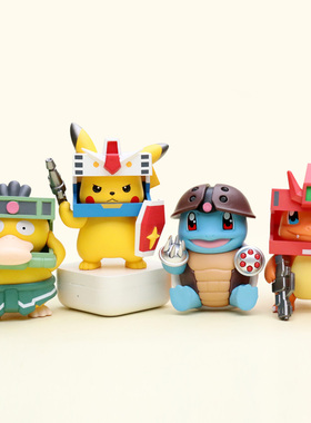 萌宠小精灵公仔机甲系列杰尼龟小火龙可达鸭盲盒手办桌面摆件礼物