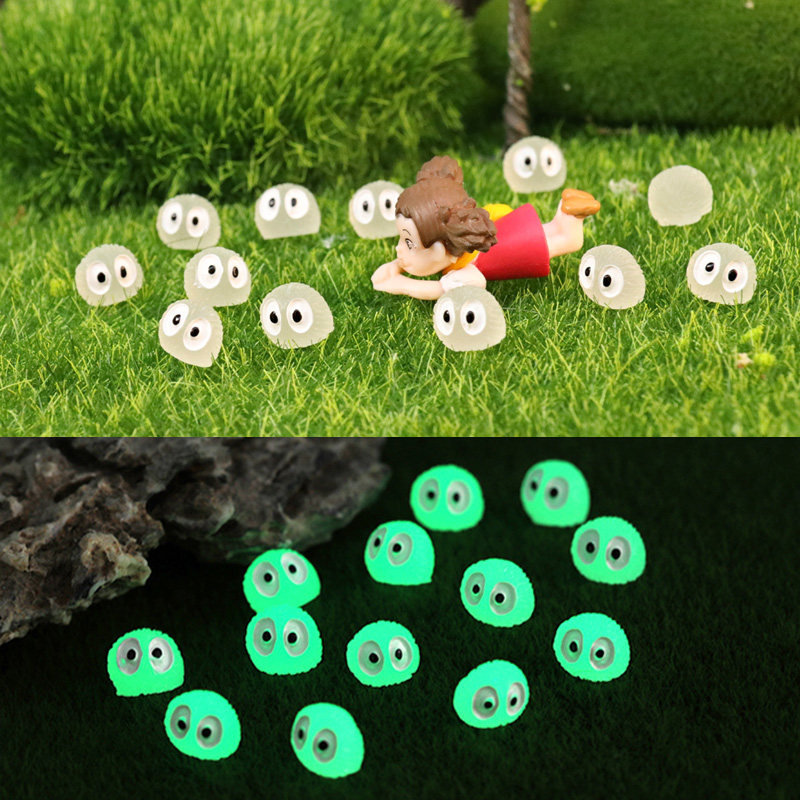 经典动漫周边煤球公仔呆萌迷你灰精灵夜光小摆件微景观花盆装饰品