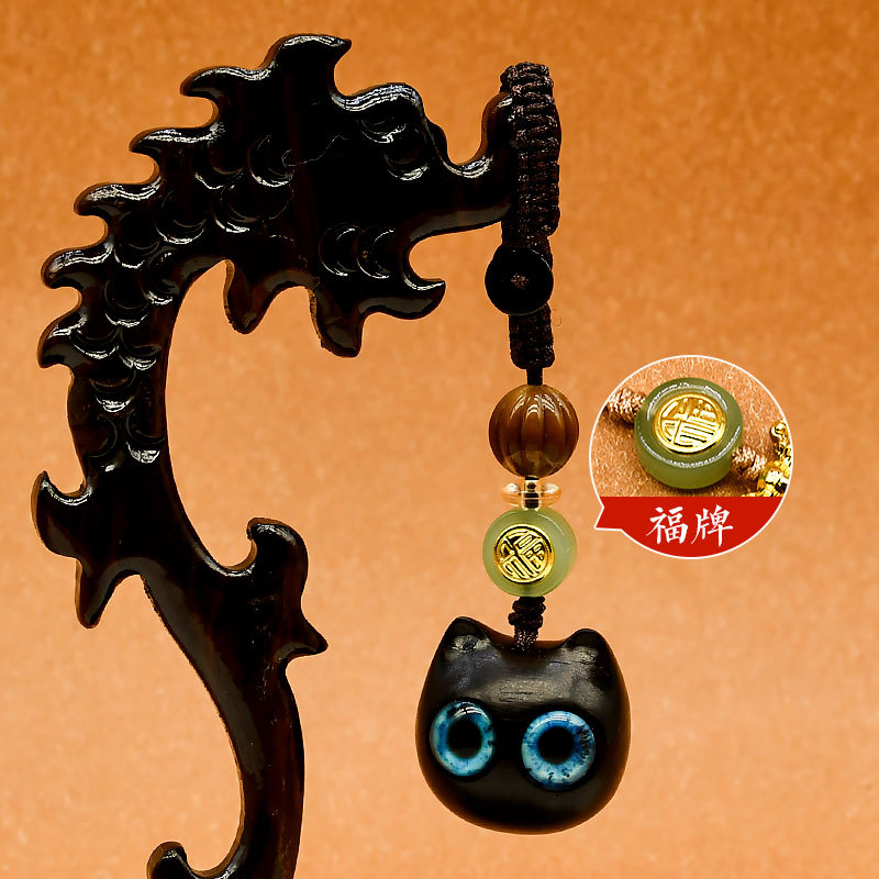 钥匙扣手机链猫可爱猫大猫头diy配件饰品吊坠蓝眼睛黄眼睛猫工艺