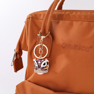 新品镶钻醒狮钥匙扣广州佛山小舞狮头创意可爱包包挂件礼品严选