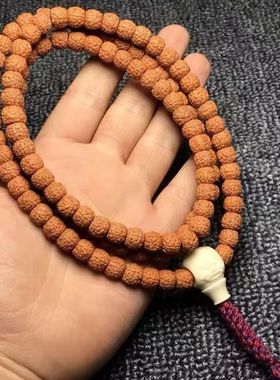 5五瓣藏式龙鳞纹小金刚菩提手串流苏菩提子原籽108颗文玩佛珠手链