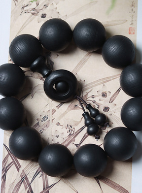 越南土沉香手串螺丝纹工艺黑檀老料佛珠男女沉水沉香8mm108颗手链