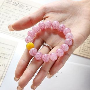 淄博高端老琉璃手串粉点翠蛙皮手链女士复古纯手工文玩冷门男