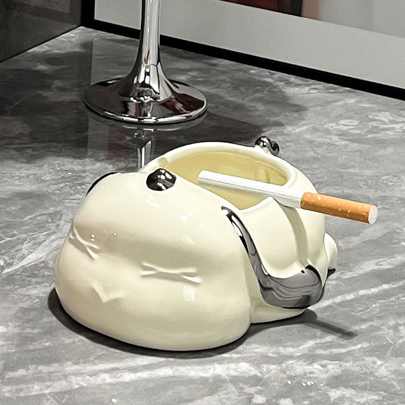 新品兔子ins少女心烟灰缸装饰创意摆件家用客厅茶几创意陶瓷烟缸