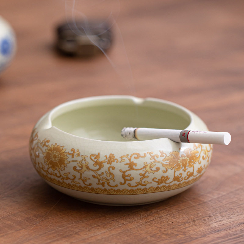 烟灰缸陶瓷创意个性时尚大号客厅办公室家用中式潮流酒店烟盅