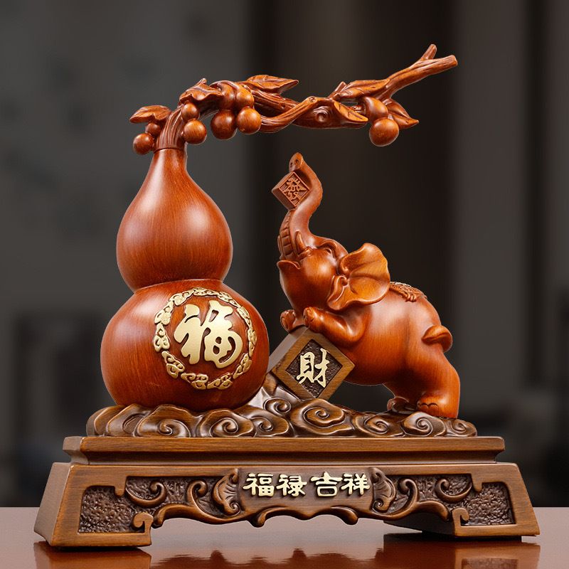 新品树脂葫芦大象福禄吉祥客厅鱼缸玄关客厅办公室书桌装饰品摆件