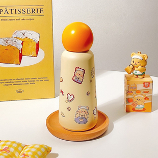 精致高级感可爱随行黄油小熊保温杯in高颜值便携学生网红潮流水杯