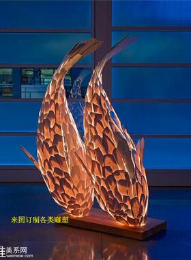 中式铁艺雕塑发光摆件