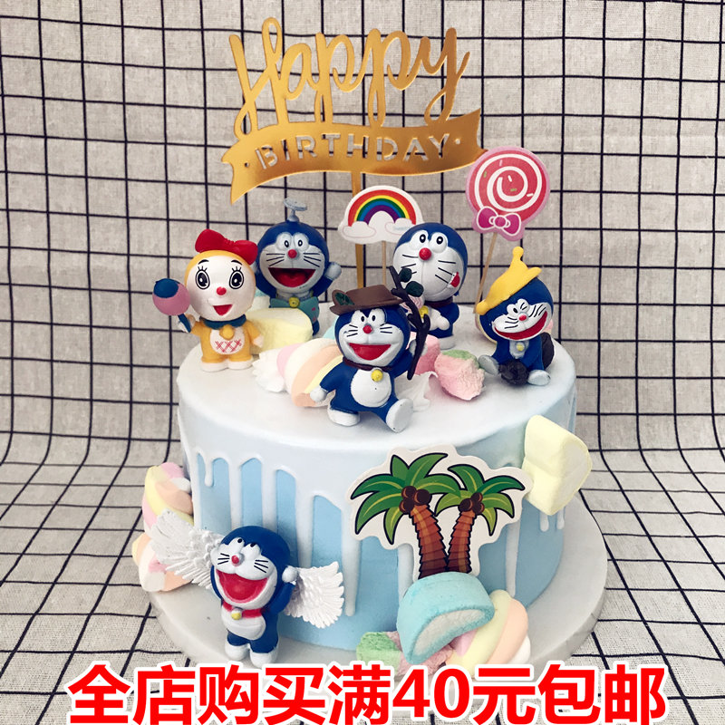 情景机器猫甜品台装扮生日蛋糕