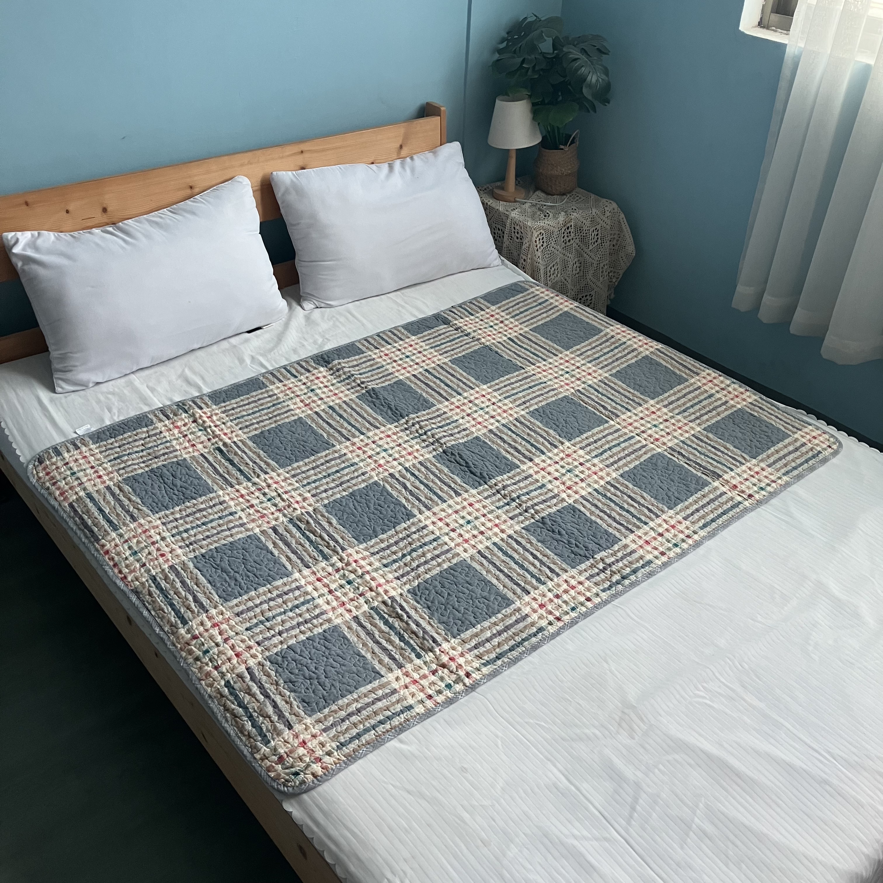 纯棉0.9米床盖夹棉1.2米单人床