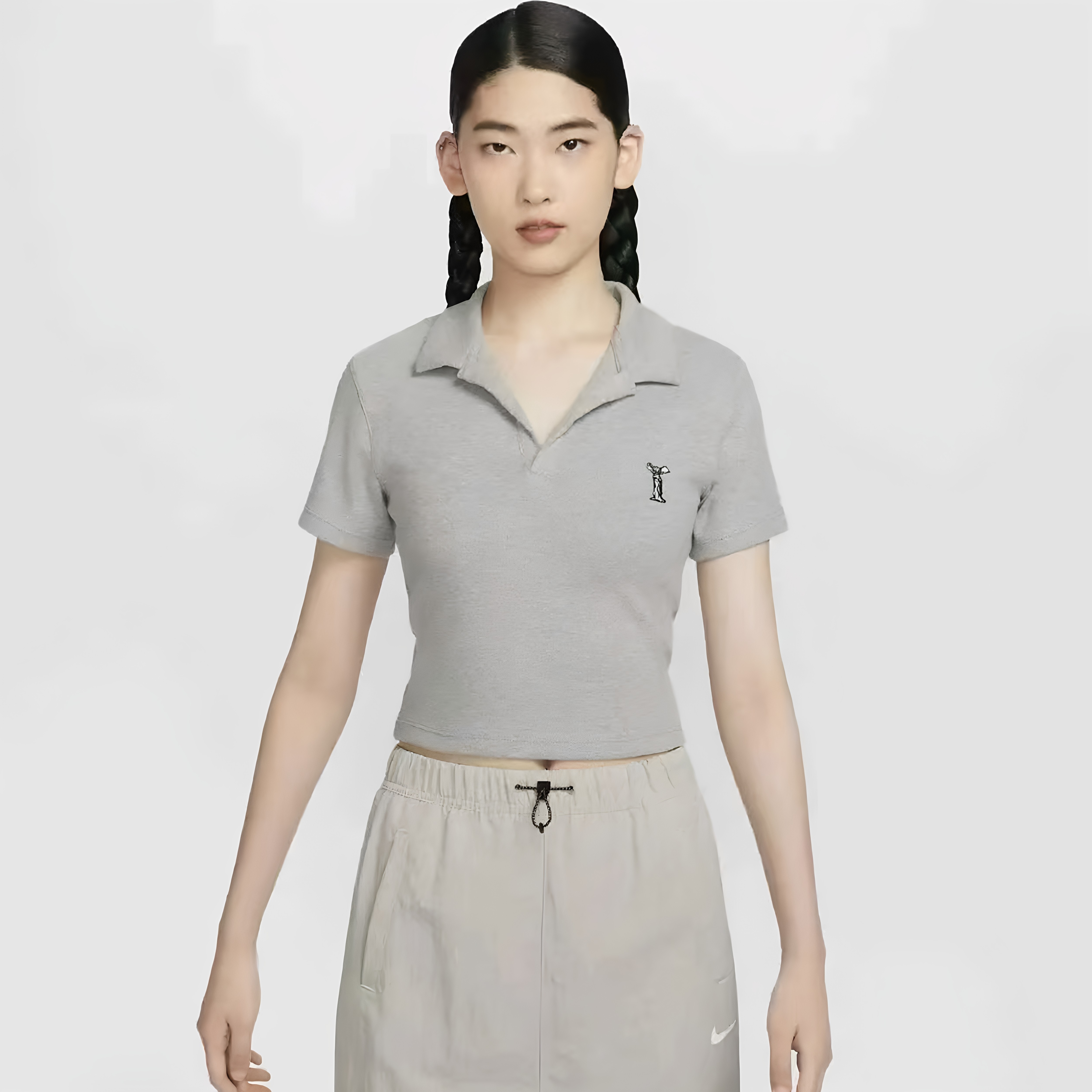Nike耐克 Sportswear透气刺绣纯色翻领截短修身舒适短袖Polo衫
