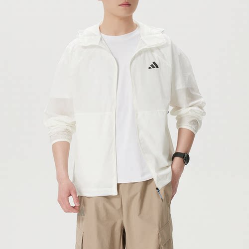 Adida阿迪达斯男子防撕裂舒适透气轻盈连帽长袖夹克外套KR2513