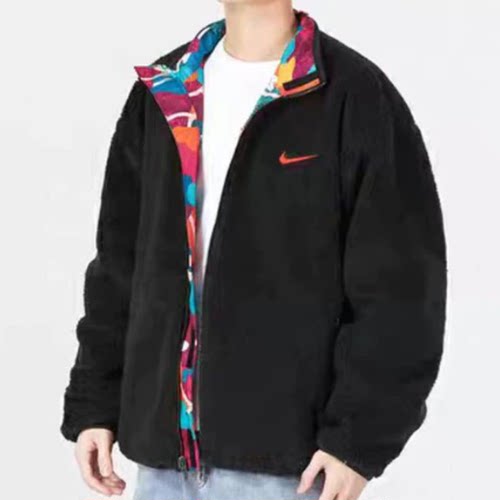 NIKE/耐克加厚保暖梭织仿羊羔绒双面穿舒适立领夹克FD4057-010