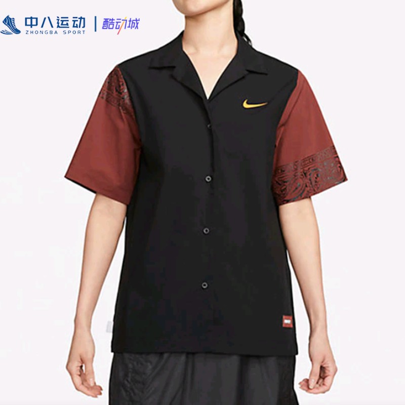 Nike耐克女装梭织西装领民族风运动休闲百搭舒适POLO衫FJ7730-010