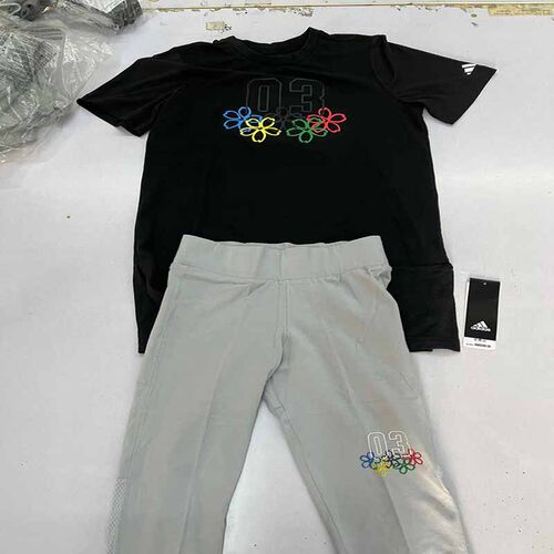 ADIDAS阿迪达斯儿童舒适夏季透气休闲圆领短袖长裤运动套装FT8751
