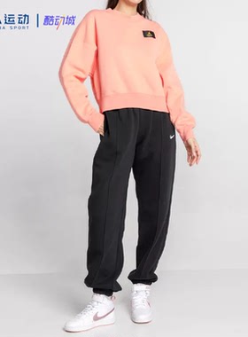 Nike耐克Jordan休闲女子秋冬起绒宽松舒适圆领套头卫衣CV7786-841