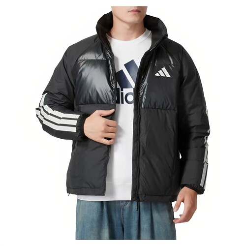 3XL码Adidas阿迪达斯男子防风保暖三条纹图案休闲羽绒服JG5923