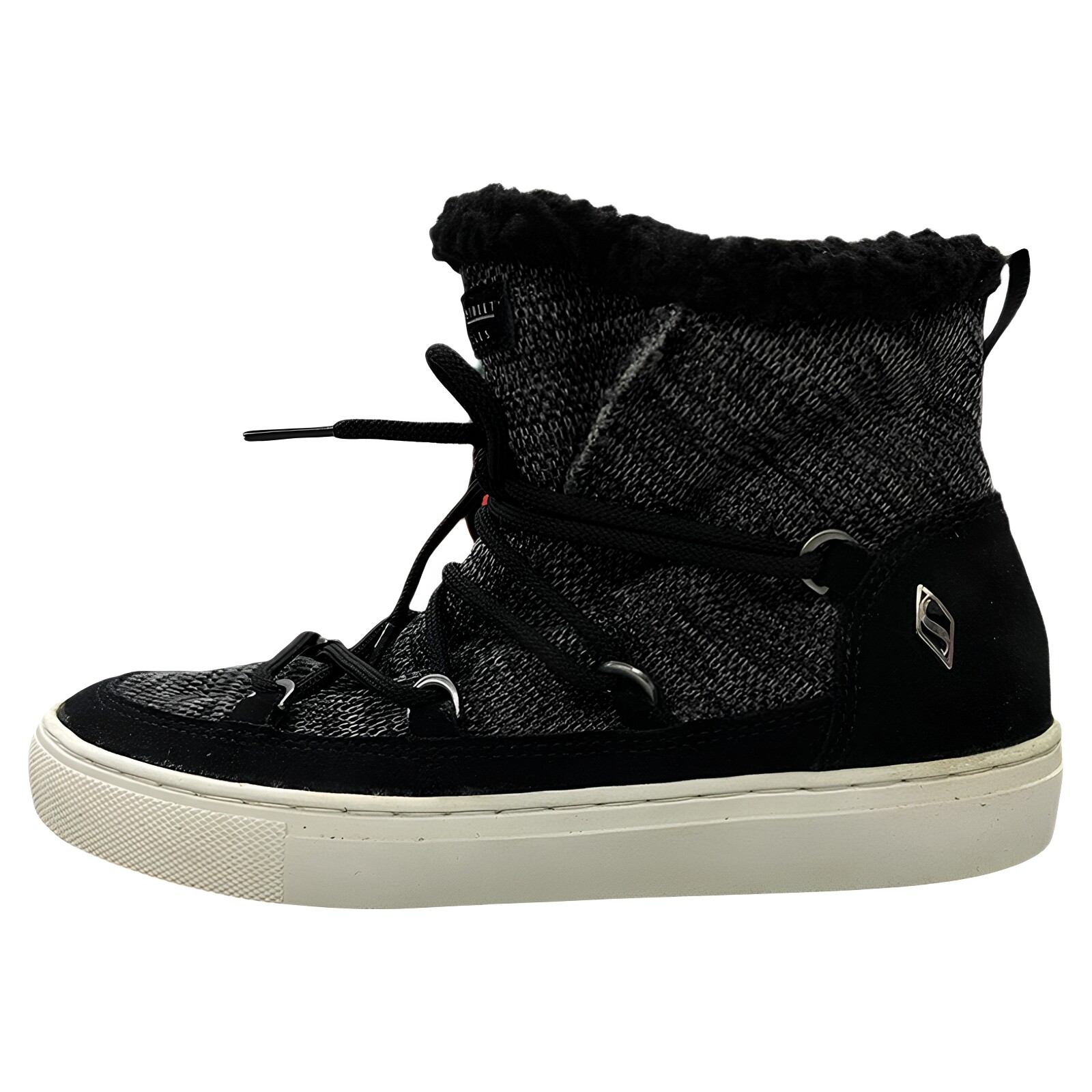 Skechers/斯凯奇女款拼接加绒保暖防滑耐磨户外休闲靴子73578-BLK