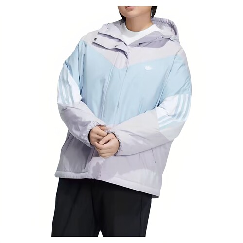 M码Adidas阿迪达斯女子保暖防风鸭绒连帽长袖休闲羽绒服IU4784
