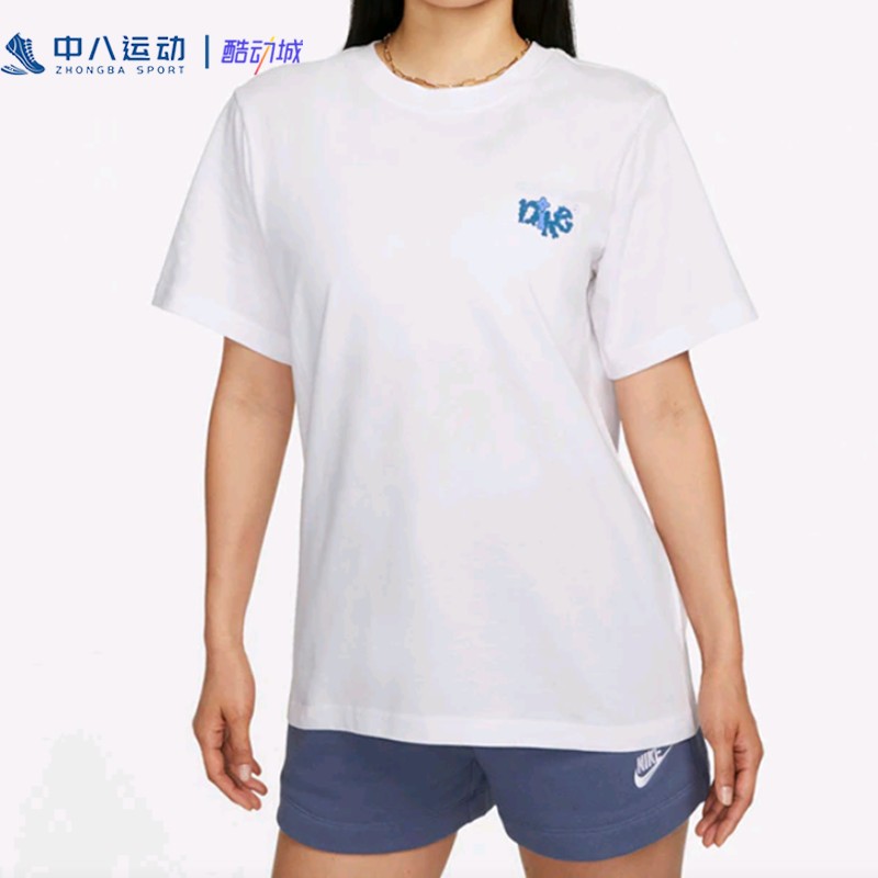 Nike耐克女款印花简约t透气圆领时尚潮流百搭运动休闲短袖FD2550