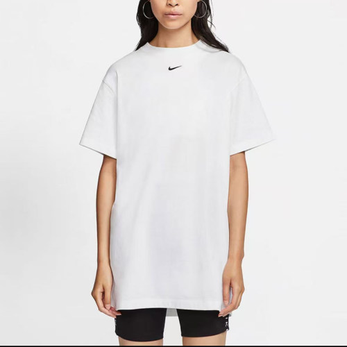L码Nike耐克女子刺绣logo圆领短袖休闲连衣裙CJ2243-100