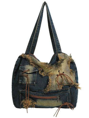 Демисезонная сумка через плечо, ретро вместительная и большая джинсовая сумка на одно плечо, делается под заказ