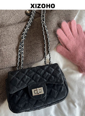 兮兮定制小众斜挎包2025时尚小香风气质菱格包质感链条通勤单肩包