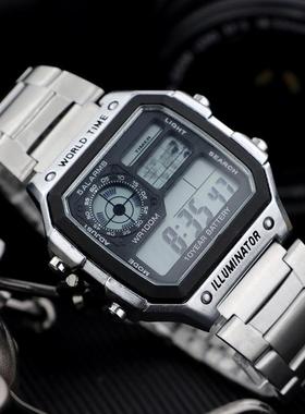 跨境新款电子手表多功能户外运动防水手表军旅迷彩电子表一件代发