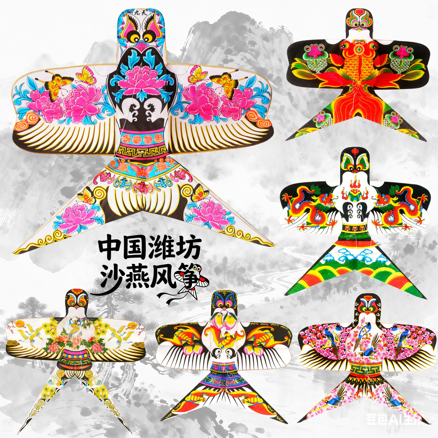 潍坊传统沙燕子风筝手工装饰图片