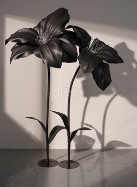 防水巨型黑色卡特兰纸艺花大型售楼处网红餐厅咖啡馆打卡美陈装饰