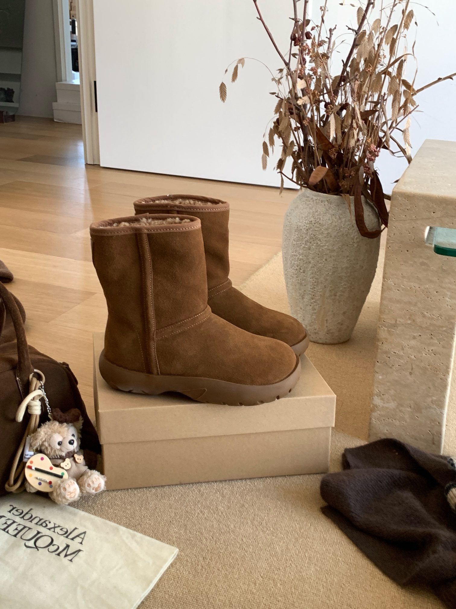 欧洲站真皮加绒雪地靴女2025秋冬季新款厚底羊羔毛勃肯棉靴短靴女,女鞋,时尚雪地靴,淘宝优惠券,粉丝福利购,淘宝优惠卷