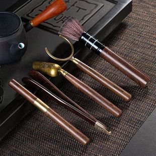 茶夹高端夹功夫茶杯镊子夹子茶具配件实木茶叶夹子喝茶工具六君子