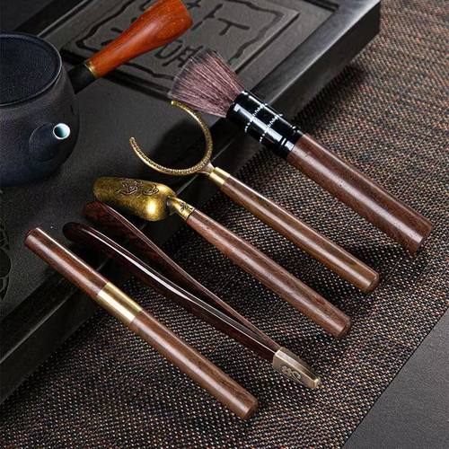 茶夹高端夹功夫茶杯镊子夹子茶具配件实木茶叶夹子喝茶工具六君子