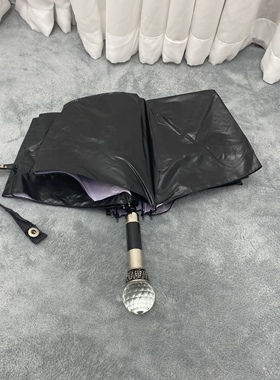 水晶头雨伞网红潮流明星同款男女太阳伞宝石折叠黑胶防晒晴雨伞