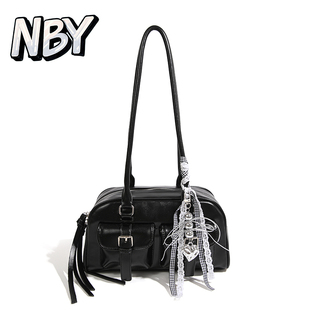原创潮牌NBY百搭辣妹复古大容量波士顿包25新款 小众设计腋下大包