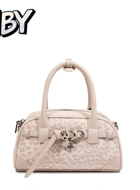 NBY原创潮牌小香风豹纹贝壳包2026春夏女时尚手提包单肩斜挎小包