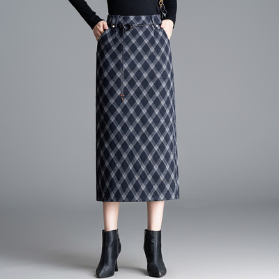 直筒包臀子毛呢半身裙女