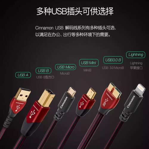 Audioquest线圣肉桂Cinnamon AQ A-B/Type-C/OTG解码USB数据线