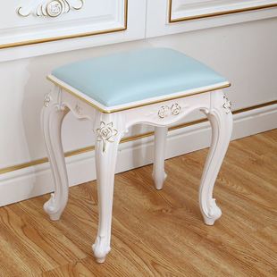 梳妆台椅子白色卧室现代家用 简约美甲凳欧式 化妆凳子仿实木美式