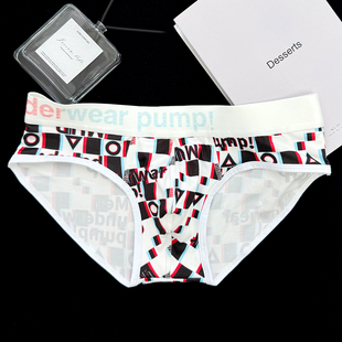 格子薄款 Men 男三角内裤 pump U凸性感低腰潮流运动青年 underwear