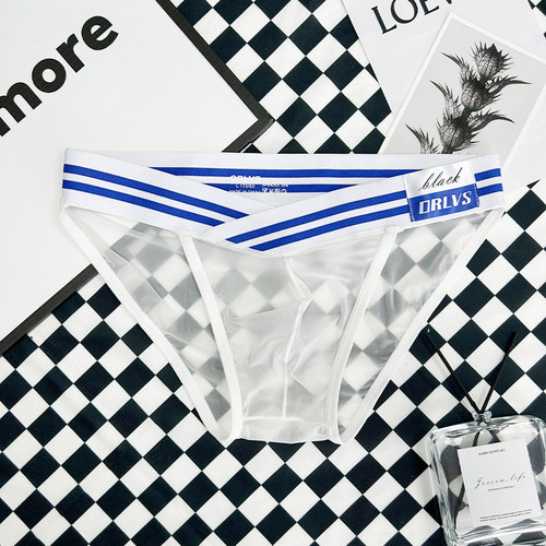 ORLVS男三角内裤V腰高叉透明超薄