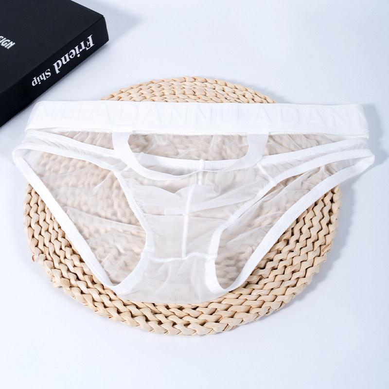 ADANNU男三角内裤吊环镂空透明