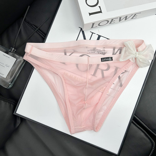 ADANNU男三角内裤绑带透明超薄