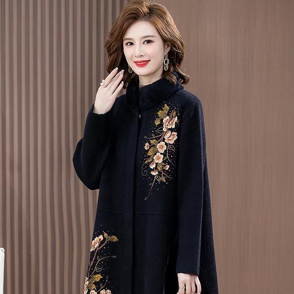 中老年妈妈装秋装水貂绒外套中年中老年女装