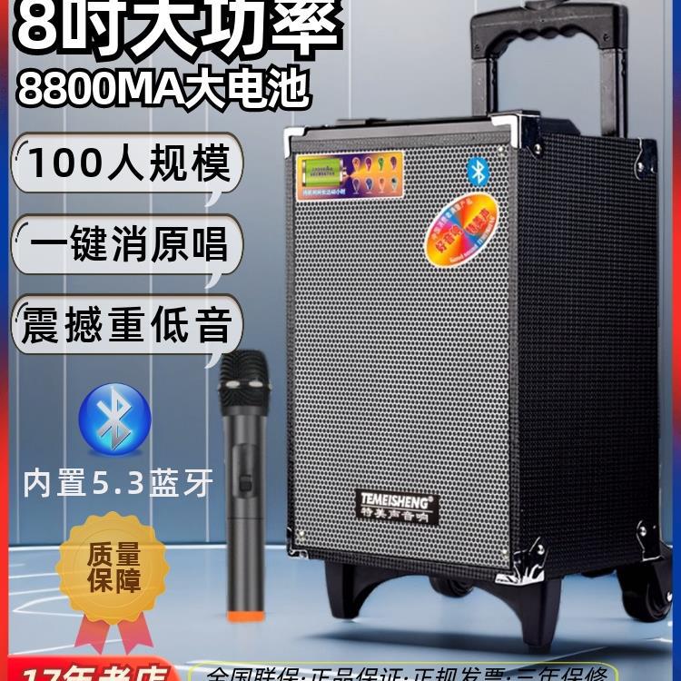 特美声户外广场舞演出带无线话筒大功率移动音响蓝牙K歌拉杆音箱