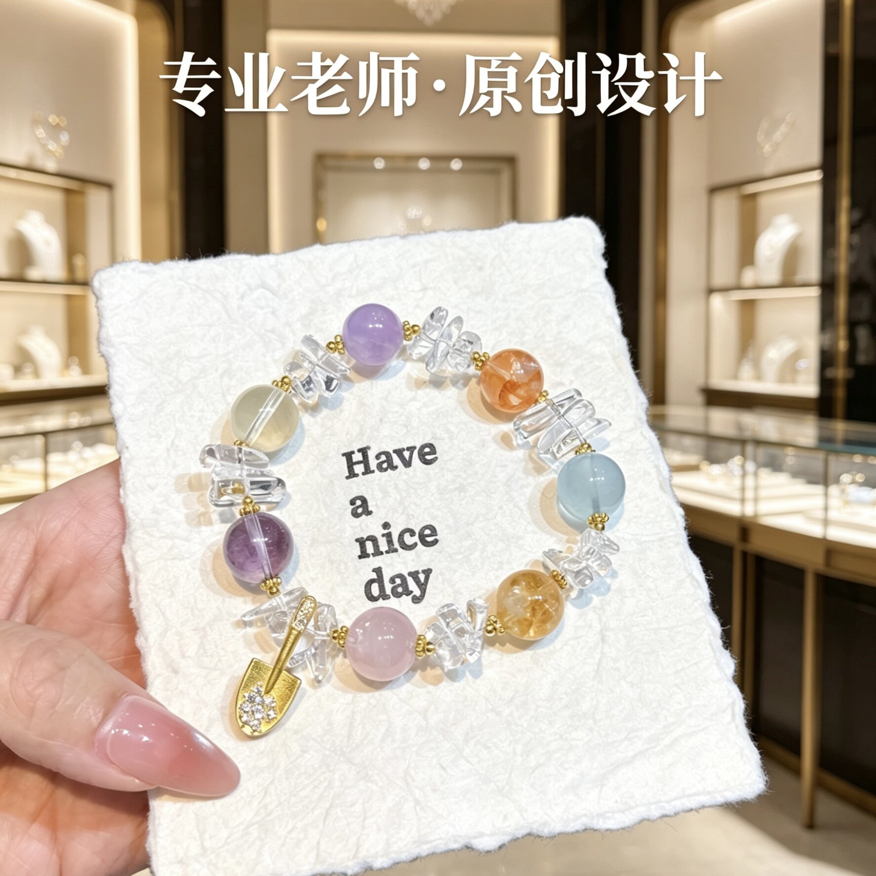 天然水晶多宝手链女款海蓝宝黄塔晶紫水晶粉晶手串送女友闺蜜礼物