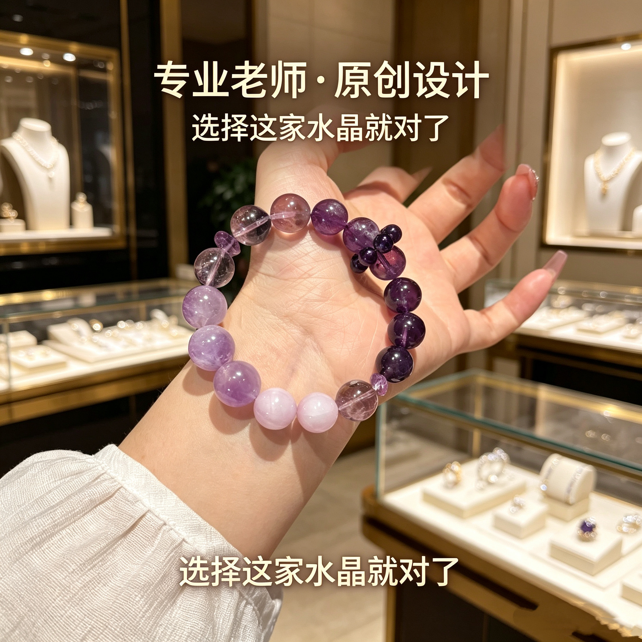 天然紫水晶手串乌拉圭原石水晶手链散珠男女款九紫离火官方正品