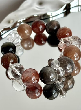 正品天然水晶多宝手链女款单圈招财绿幽灵绿发晶绿龙晶转运手串