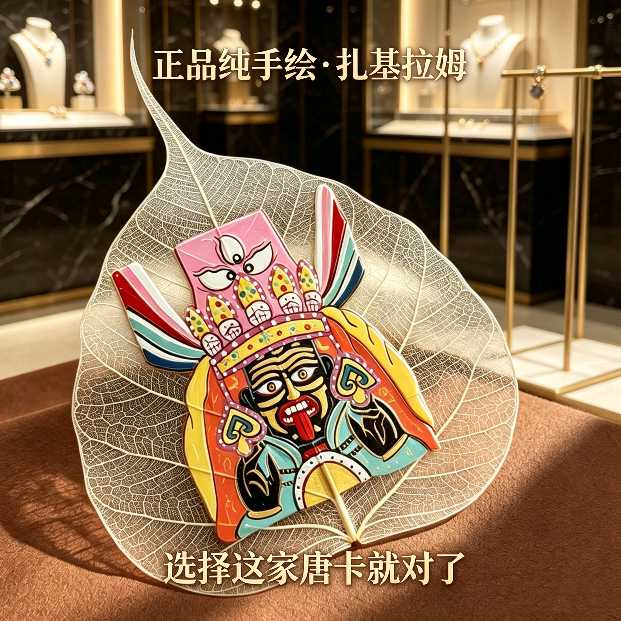 西藏纯手绘唐卡书签扎基拉姆树叶大日如来普贤文殊菩萨五路财神